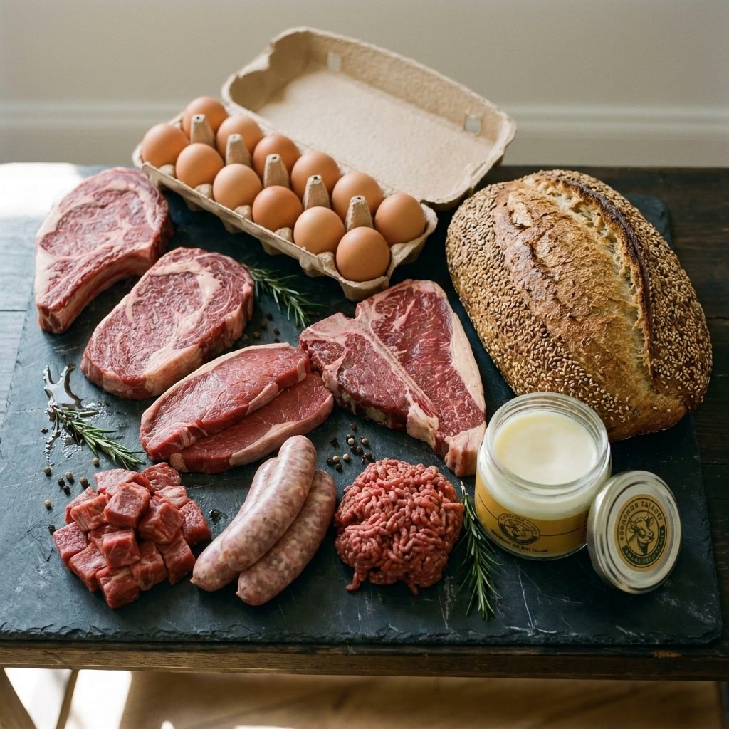 Beef, eggs and bread from our producers